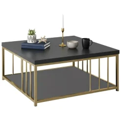 Tavolino da salotto quadrato ardesia 55x55x41h cm - Chanthu