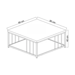 Tavolino da salotto quadrato ardesia 55x55x41h cm - Chanthu
