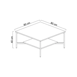Tavolino da salotto quadrato bianco e nero 80x80x40h cm - Mia