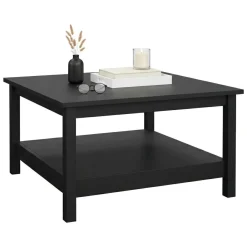 Tavolino da salotto quadrato noce e nero 80x80x40h cm - Mia