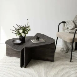 Tavolino da salotto rettangolare antracite e nero 88x50x38h cm - Tavo