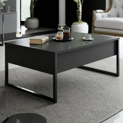 Tavolino da salotto rettangolare antracite e nero 90x60x40h cm - Lavinia