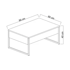 Tavolino da salotto rettangolare ardesia 100x55x42h cm con LED - Iside