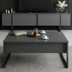 Tavolino da salotto rettangolare ardesia 100x55x42h cm con LED - Iside