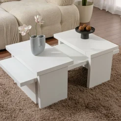 Tavolino da salotto rettangolare bianco 120x60x42h cm - Lazise