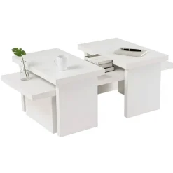 Tavolino da salotto rettangolare bianco 120x60x42h cm - Lazise