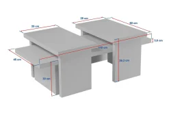 Tavolino da salotto rettangolare bianco 120x60x42h cm - Lazise