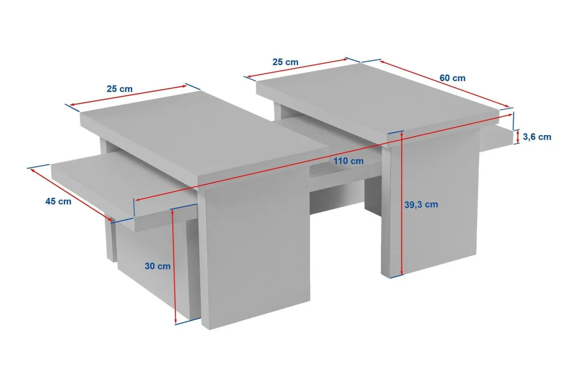 Tavolino da salotto rettangolare bianco 120x60x42h cm - Lazise