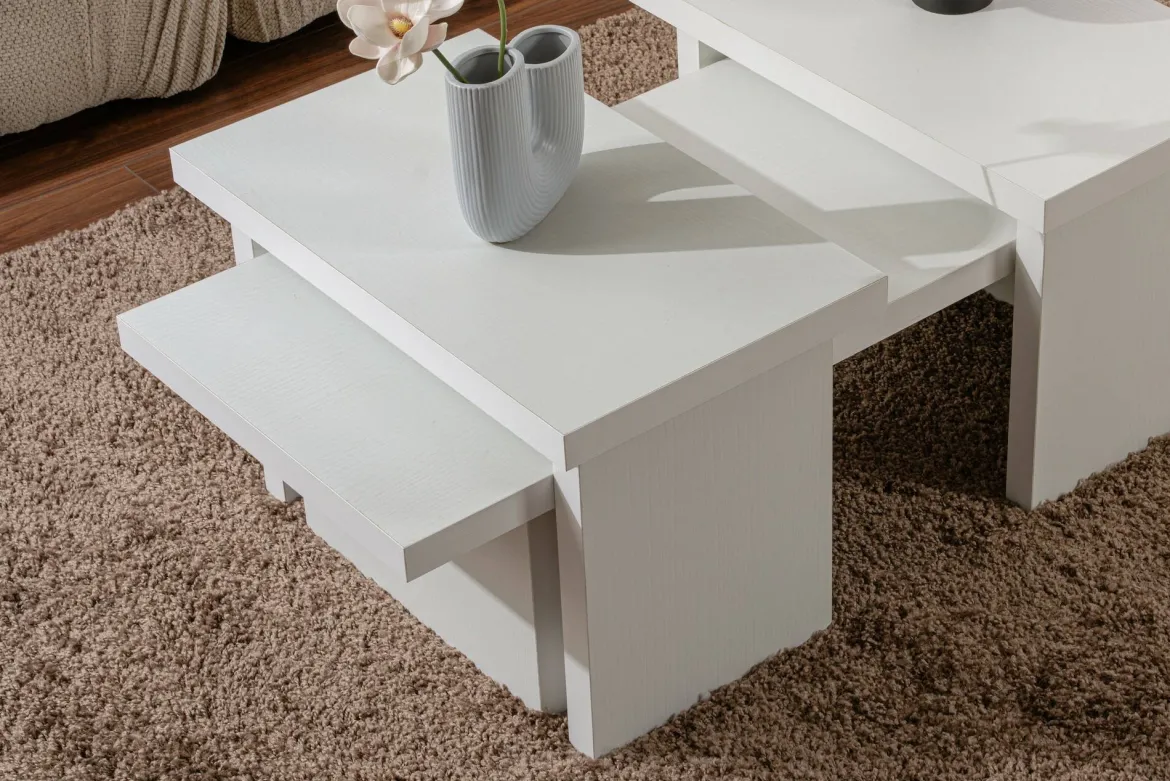 Tavolino da salotto rettangolare bianco 120x60x42h cm - Lazise