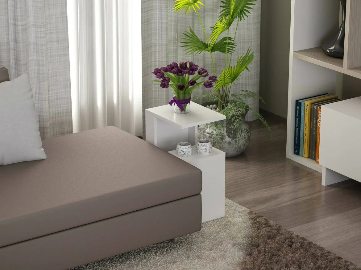 Tavolino da salotto rettangolare bianco 37x45x60h cm - Muifa