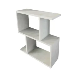 Tavolino da salotto rettangolare bianco e cemento 100x45x50h cm - Almas