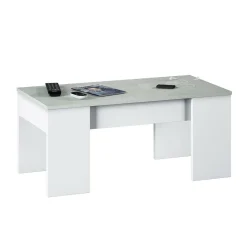 Tavolino da salotto rettangolare bianco e cemento 100x45x50h cm - Almas