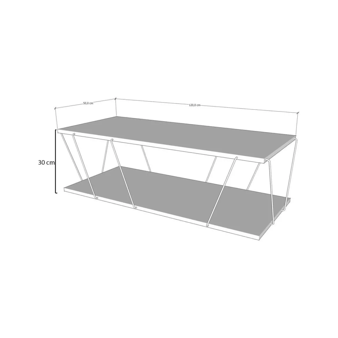 Tavolino da salotto rettangolare bianco e nero 90x60x40h cm - Vespero