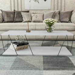 Tavolino da salotto rettangolare bianco e nero 90x60x40h cm - Vespero