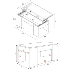Tavolino da salotto rettangolare bianco lucido 100x45x50h cm - Almas