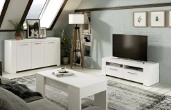 Tavolino da salotto rettangolare bianco lucido 100x45x50h cm - Almas
