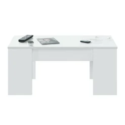 Tavolino da salotto rettangolare bianco lucido 100x45x50h cm - Almas