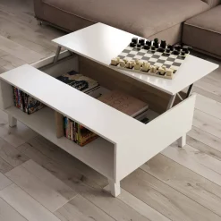 Tavolino da salotto rettangolare bianco marmo e oro 100x60x40h cm - Franca