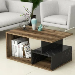 Tavolino da salotto rettangolare nero 110x45x41h cm - Amarantha