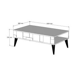Tavolino da salotto rettangolare noce e antracite 90x41x54h cm - Basilica