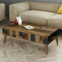 Tavolino da salotto rettangolare noce e antracite 90x41x54h cm - Basilica