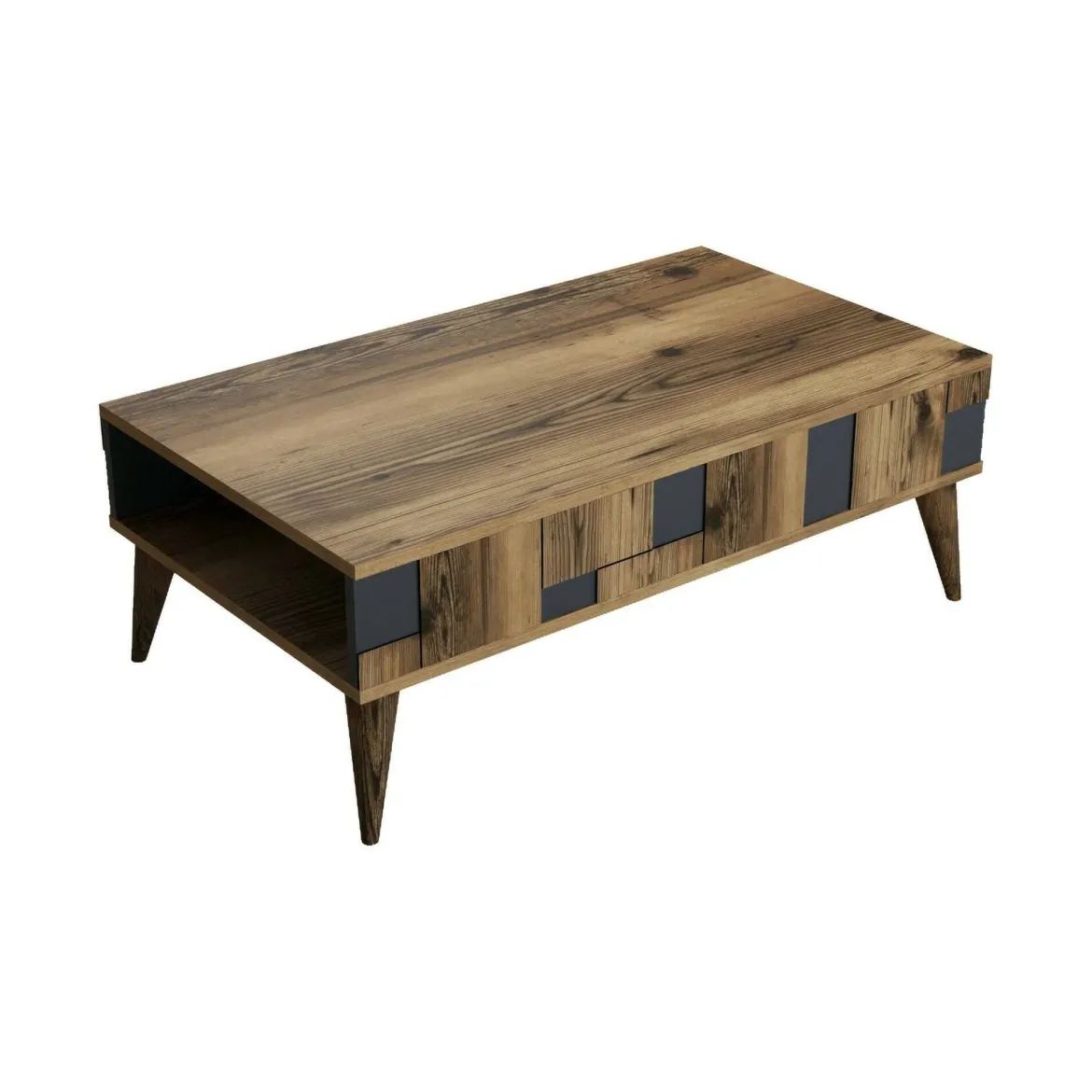 Tavolino da salotto rettangolare noce e antracite 90x41x54h cm - Basilica