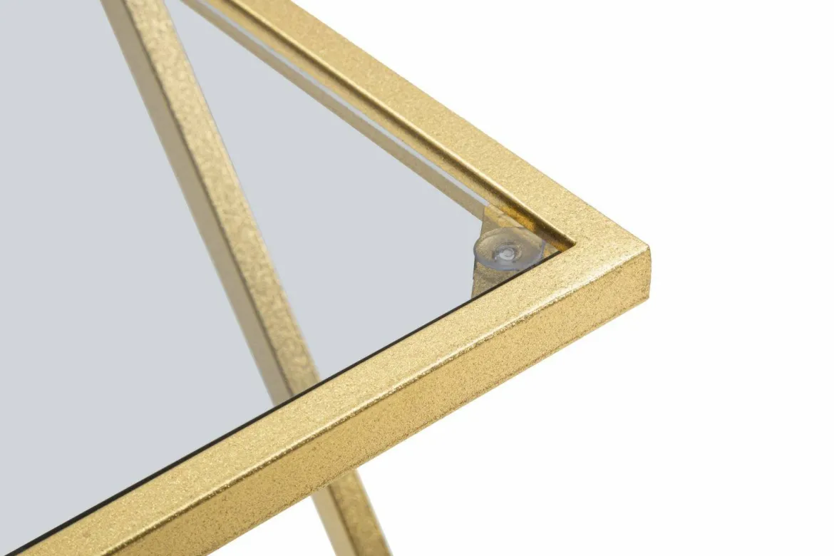 Tavolino da salotto rettangolare oro 40x40x60h cm vetro fumé - Ono