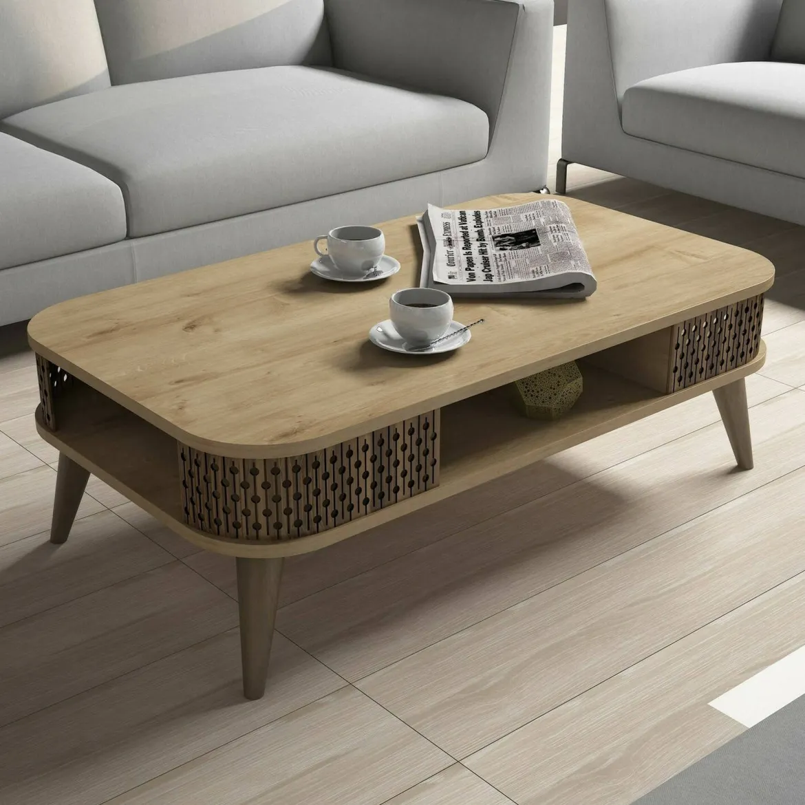 Tavolino da salotto rettangolare quercia 105x60x34h cm - Cigno