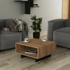 Tavolino da salotto rettangolare quercia e antracite 60x60x32h cm - Elvira