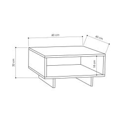 Tavolino da salotto rettangolare quercia e bianco 90x60x31h cm - Ay