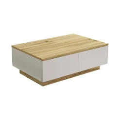Tavolino da salotto rettangolare quercia e bianco 90x60x31h cm - Ay