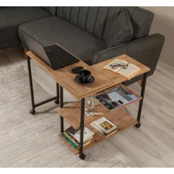 Tavolino da salotto rettangolare rovere e bianco 99x60x41h cm - Alexius