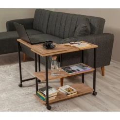 Tavolino da salotto rettangolare rovere e bianco 99x60x41h cm - Alexius