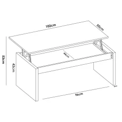 Tavolino da salotto rettangolare rovere nodi 105x45x55h cm - Aspra