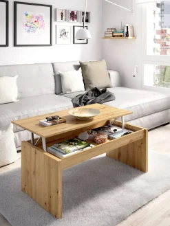 Tavolino da salotto rettangolare rovere nodi 105x45x55h cm - Aspra