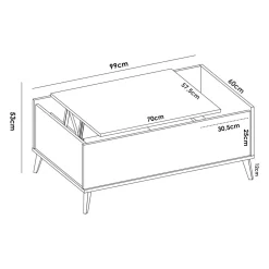 Tavolino da salotto rettangolare rovere nodi 99x60x41h cm - Alexius