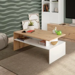 Tavolino da salotto rettangolo stondato crema 105x60x34h cm - Medicina