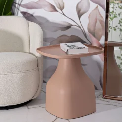 Tavolino da Salotto Rosa Adatto per Indoor/outdoor Angoli Arrotondati Forma Quadrato 48x48x50h cm, Colore Ripiano Rosa - Matata
