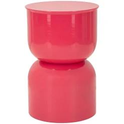 Tavolino da Salotto Rosa Forma Rotondo Colore Ripiano Rosa 33x51x33h cm, Materiale Piano in Metallo - Bandip