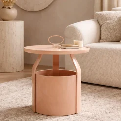 Tavolino da Salotto Rosa Forma Rotondo Colore Ripiano Rosa 46x54x46h cm, Materiale Piano in Plastica - Inle