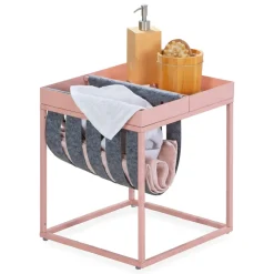 Tavolino da Salotto Rosa Portariviste 2 Vani 35x40x35h cm, Forma Rettangolare - Limana