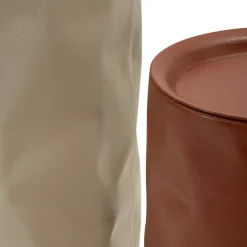 Tavolino da Salotto Rosso Beige set da 2 Forma Rotondo 34x74x34h cm, Colore Ripiano Rosso - Ganipara