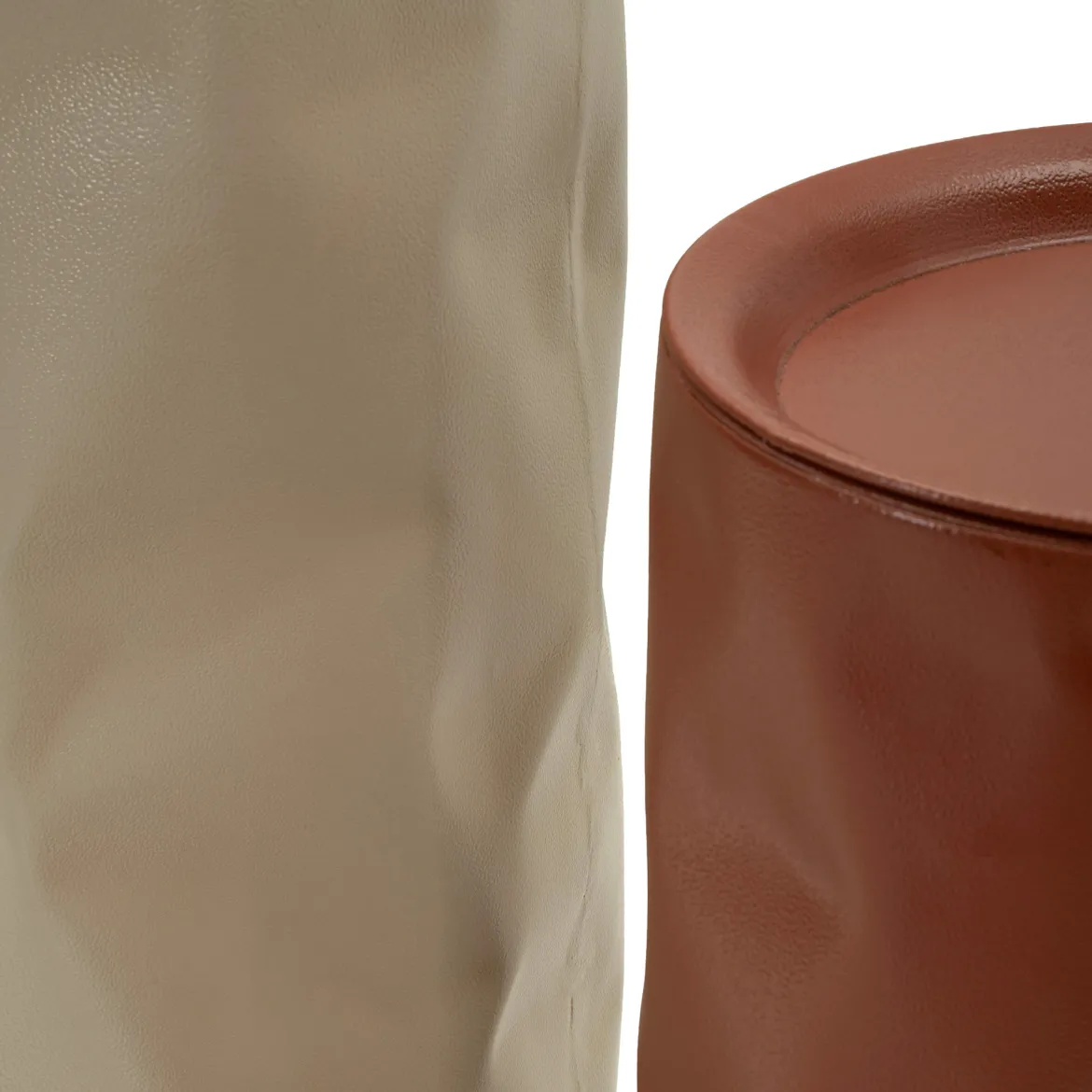 Tavolino da Salotto Rosso Beige set da 2 Forma Rotondo 34x74x34h cm, Colore Ripiano Rosso - Ganipara