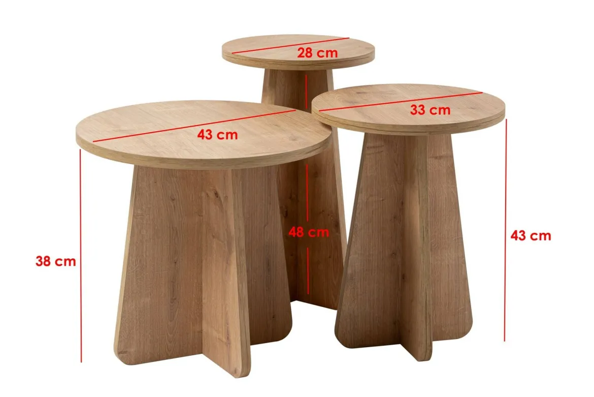 Tavolino da salotto rotondo quercia 43x43x48h cm - Amren
