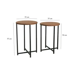 Tavolino da salotto rotondo quercia 70x35x55h cm - Gwenllian