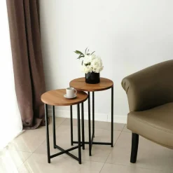 Tavolino da salotto rotondo quercia 70x35x55h cm - Gwenllian