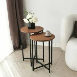 Tavolino da salotto rotondo quercia 70x35x55h cm - Gwenllian