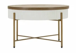 Tavolino da salotto Yakoi, Bianco e Marrone, 80x80 h48 cm