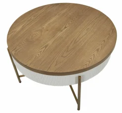 Tavolino da salotto Yakoi, Bianco e Marrone, 80x80 h48 cm