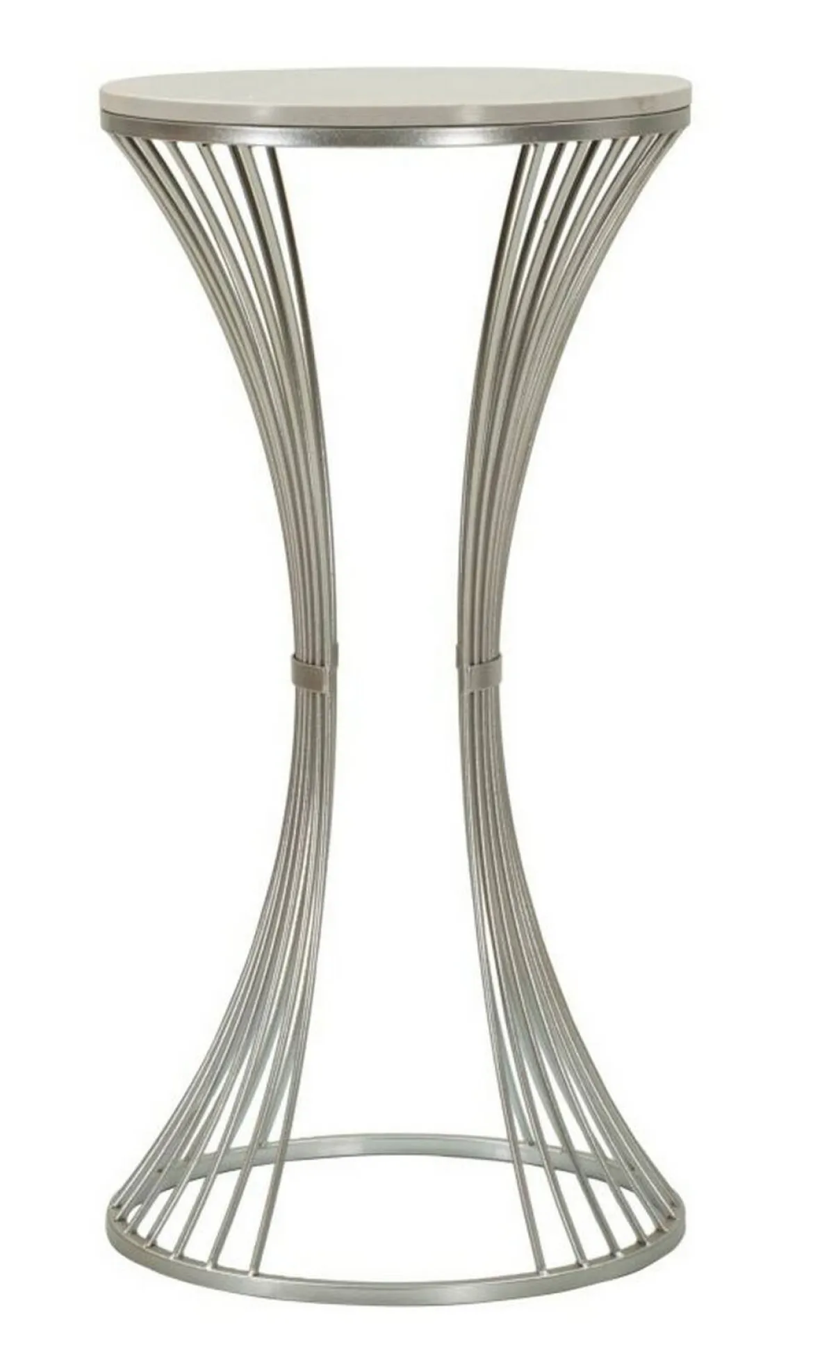 Tavolino salotto circolare argento 40x40x79h cm base intrecciata - Merli